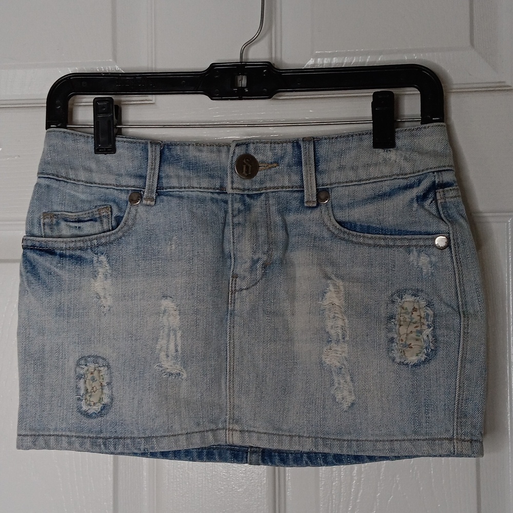 Decree Ripped Denim Miniskirt